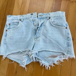 Agolde light wash denim shorts